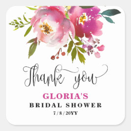 Adesivo Quadrado Fuchsia Floral  Bridal Shower 