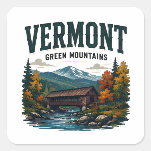 Adesivo Quadrado Fuga Cênica pelas Montanhas Verdes de Vermont