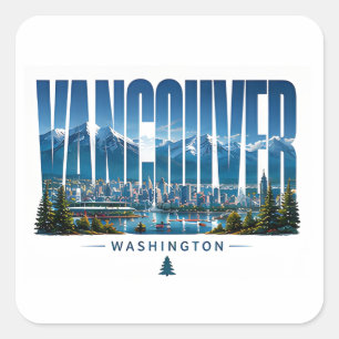 Adesivo Quadrado Fuga da Montanha de Vancouver Washington