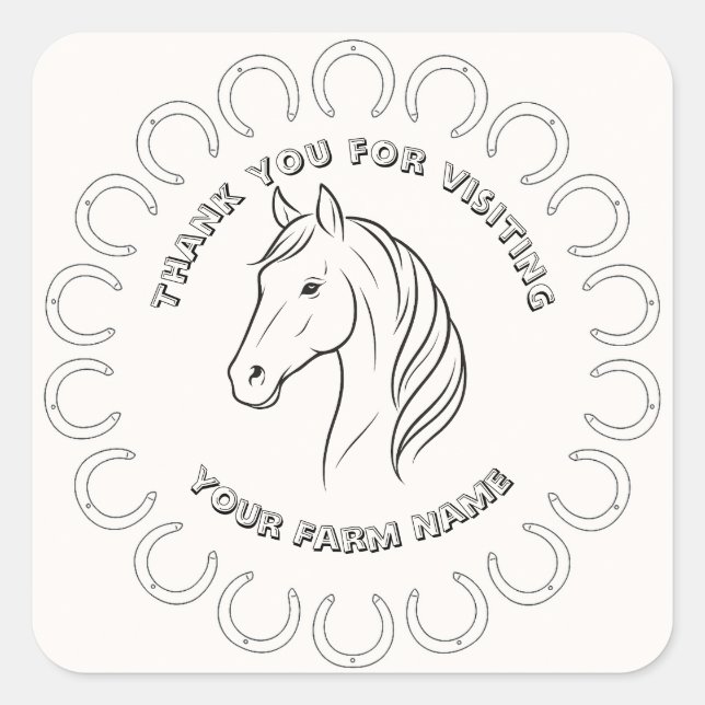 Adesivo Quadrado Fully Custom Horse Farm Stickers (Frente)