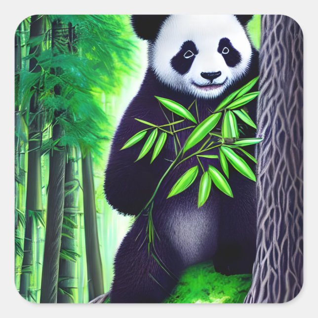Adesivo Quadrado Fun Little Panda Bear (Frente)
