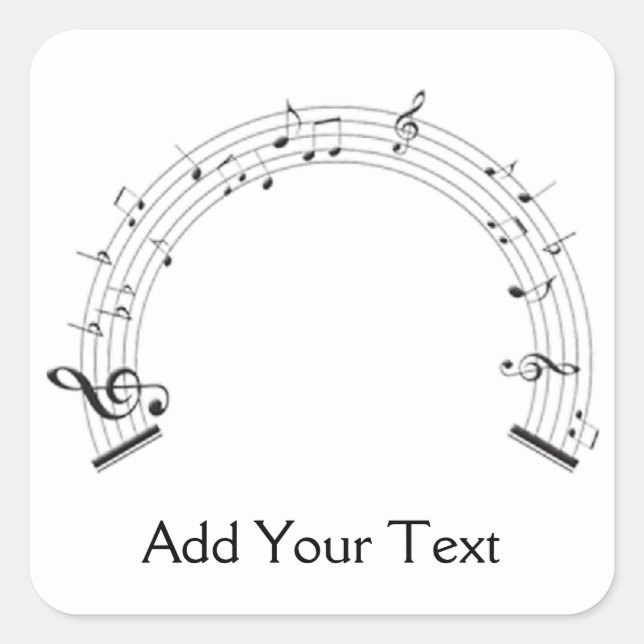 Adesivo Quadrado Funcionarios de música em forma de arco-íris preto (Frente)