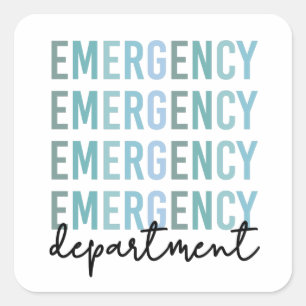 Adesivo Quadrado Funcionarios ER do Departamento de Emergência   En