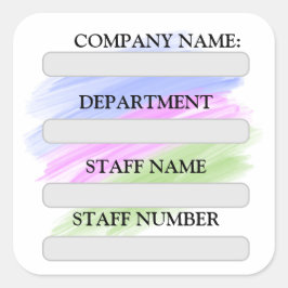 ADESIVO QUADRADO FUNCIONARIOS RÓTULO PARA USO DA EMPRESA