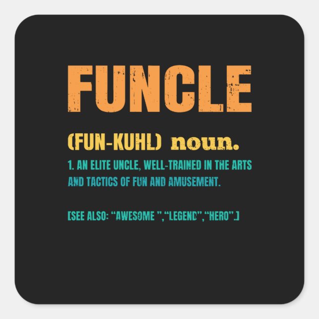 Adesivo Quadrado Funcle Funny Uncle Definition (Frente)
