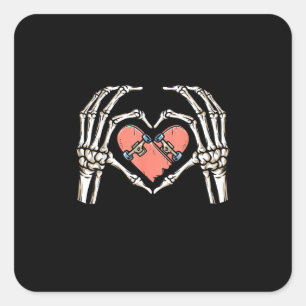 Adesivo Quadrado Fundição de Dia de os namorados de Skeleton