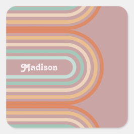 Adesivo Quadrado Fundo Boho Bohemian Pastel Rainbow Mauve