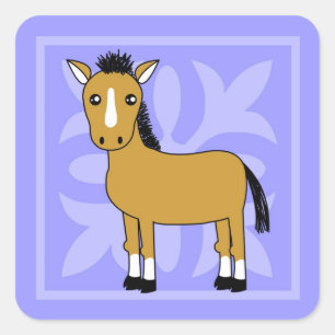Adesivo Quadrado Fundo bonito do cavalo bonito dos desenhos