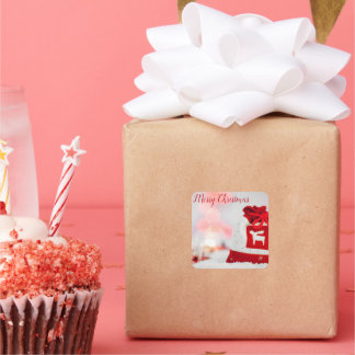 Adesivo Quadrado Fundo com Arco Vermelho Bonito