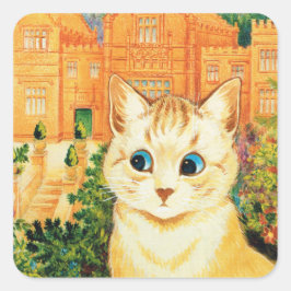Adesivo Quadrado Fundo de Gato e Edifícios Pintado por Louis Wain
