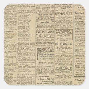 Adesivo Quadrado Fundo do jornal do vintage