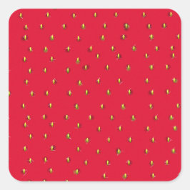 Adesivo Quadrado Fundo engraçado de morango vermelho