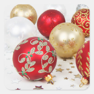 Adesivo Quadrado Fundo festivo dos enfeites de natal do feriado