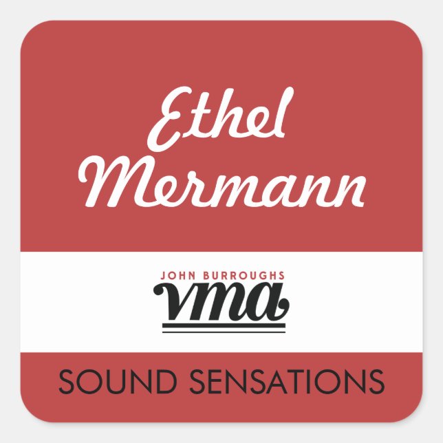 Adesivo Quadrado Fundo Vermelho VMA JBHS com Script Branco (Frente)