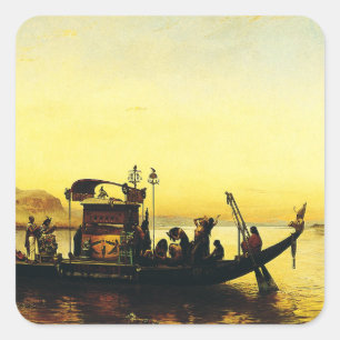 Adesivo Quadrado Funeral de uma múmia no Nilo por Frederick Arthur