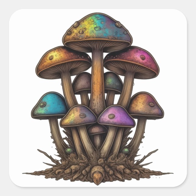Adesivo Quadrado Fungi Florescente (Frente)