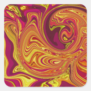 Adesivo Quadrado Funky Retro Orange Swirl