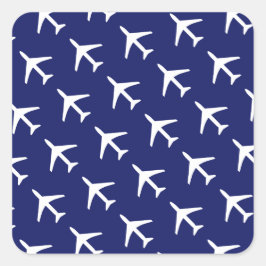 Adesivo Quadrado Funky White Plane Blue Background Aviation