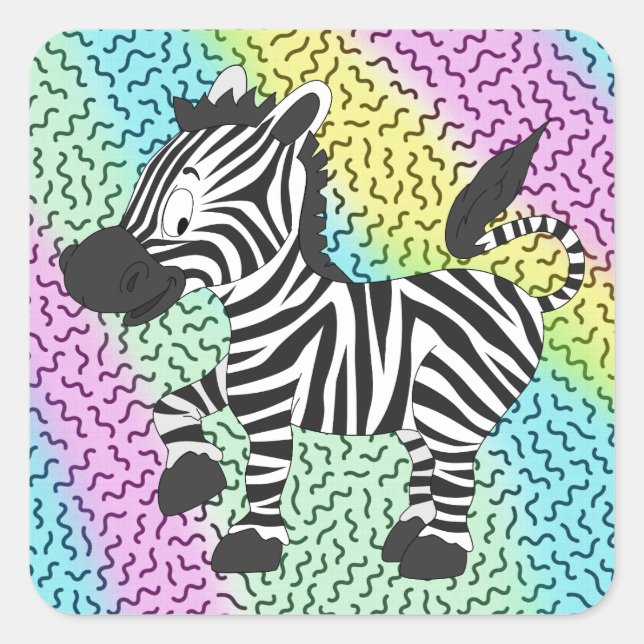 Adesivo Quadrado Funky Zebra (Frente)