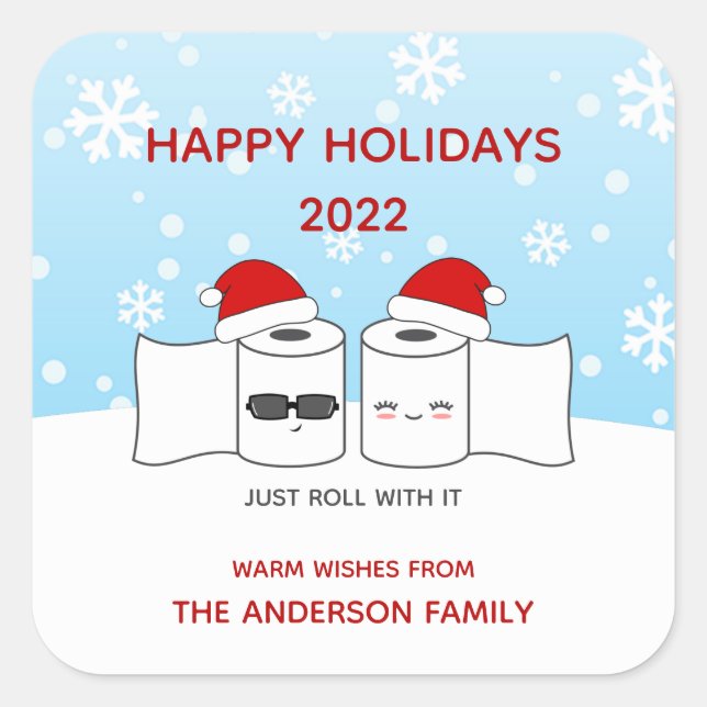 Adesivo Quadrado Funny 2020 Just Roll With It Toilet Paper (Frente)