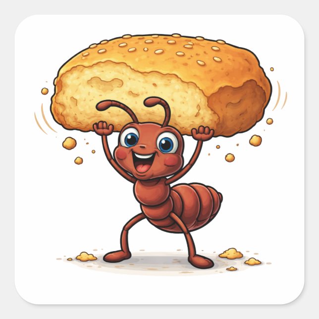 Adesivo Quadrado Funny Ant Lifting Giant Crumb Art Sticker (Frente)