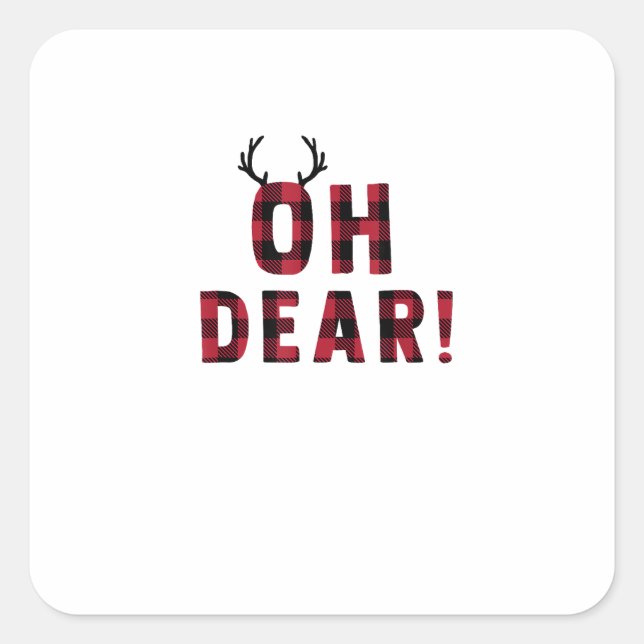 Adesivo Quadrado Funny Attitude Oh Dear Plaid Deer Creative Design (Frente)