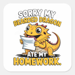 Adesivo Quadrado Funny Bearded Dragon Cute Reptile Lover Gift