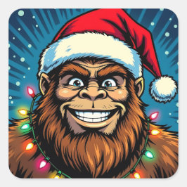Adesivo Quadrado Funny Bigfoot Sasquatch Yeti Christmas