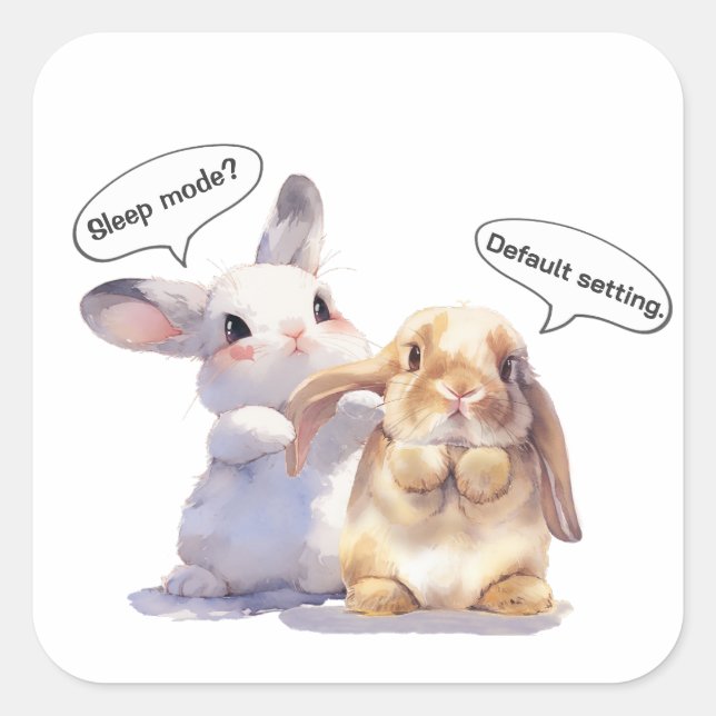 Adesivo Quadrado Funny Bunny sticker – Sleep Mode vs Default (Frente)