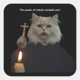 Adesivo Quadrado Funny Cat Exorcist Sticker - Catnip Compels You