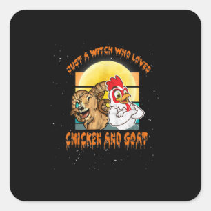 Adesivo Quadrado Funny Chicken And Goat Halloween Costume Gift