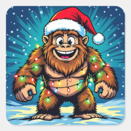 Adesivo Quadrado Funny Christmas Bigfoot Sasquatch