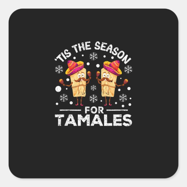 Adesivo Quadrado Funny Christmas Mexican Food Tis The Season For Ta (Frente)