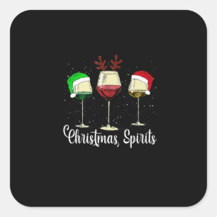 Adesivo Quadrado Funny Christmas Spirits Glasses Of Wine Xmas Pajam