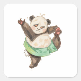 Adesivo Quadrado Funny Dancing Panda Sticker | Cute Ballet Cartoon 
