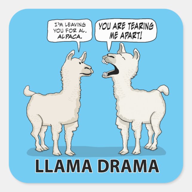 Adesivo Quadrado Funny Llama Drama (Frente)