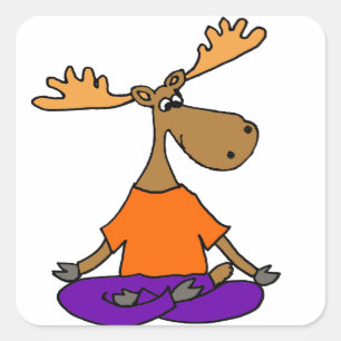 Adesivo Quadrado Funny Moose Yoga Art