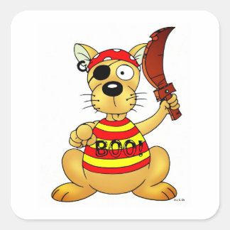 Adesivo Quadrado Funny Pirate Dog with Toy Sword