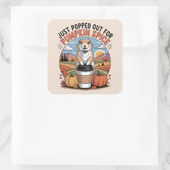 Adesivo Quadrado Funny Prairie Dog Fall Pumpkin Spice Humor (Bolsa)