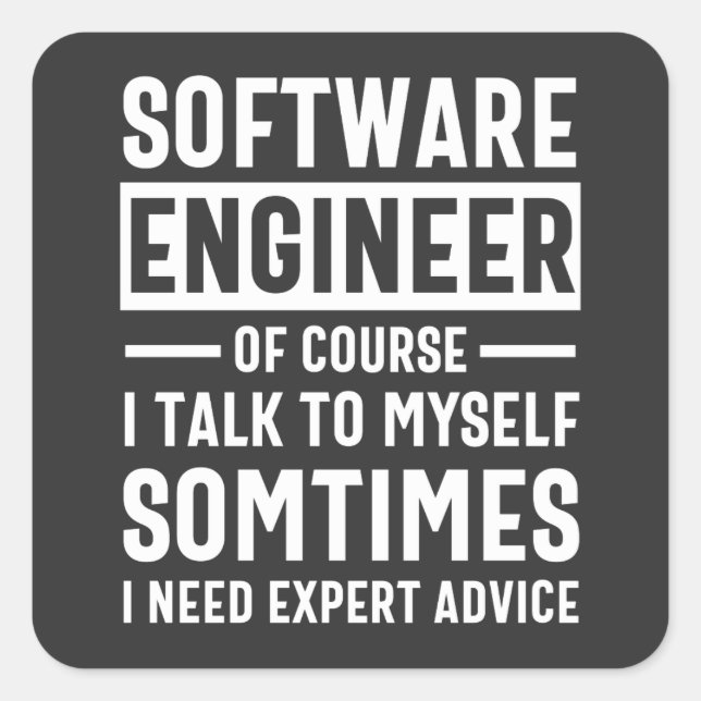 Adesivo Quadrado Funny Programming Software Engineer Gift (Frente)
