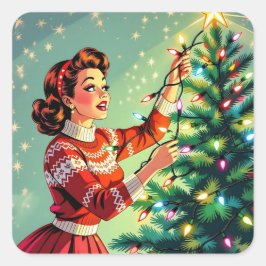 Adesivo Quadrado Funny Sarcastic Retro Christmas Humor