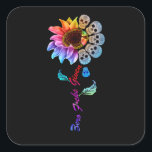 Adesivo Quadrado Funny Skull Rainbow Sunflower<br><div class="desc">Funny Skull Rainbow Sunflower</div>