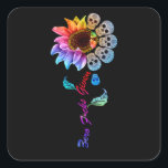 Adesivo Quadrado Funny Skull Rainbow Sunflower<br><div class="desc">Funny Skull Rainbow Sunflower</div>