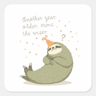 Adesivo Quadrado Funny Sloth Birthday Sticker - Sarcastic Vintage