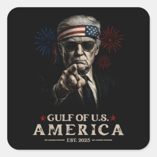 Adesivo Quadrado Funny Trump Golfo Dos EUA 2025 4 De Julho