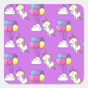 Adesivo Quadrado Funny Unicorn Pattern Magic Horse
