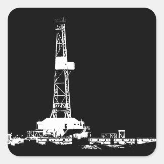 Adesivo Quadrado Furador de petróleo Branco em Preto