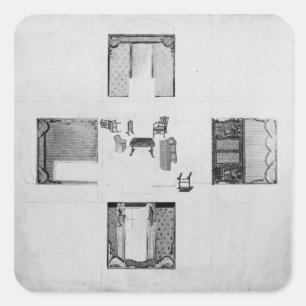 Adesivo Quadrado Furnishings para uma pequena sala de desenho