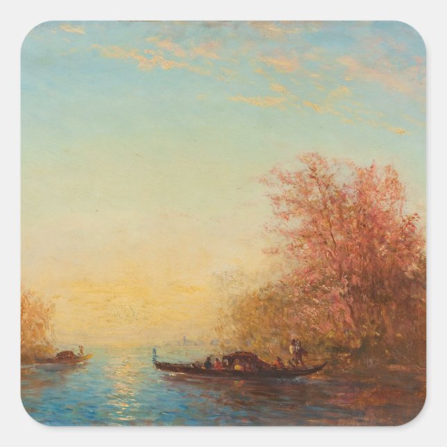 Adesivo Quadrado Fusine, Environs De Venise - Félix Ziem (Frente)
