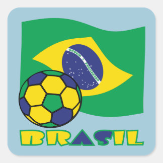 Adesivo Quadrado Futebol Brasileiro e Bandeira Brasil em Português